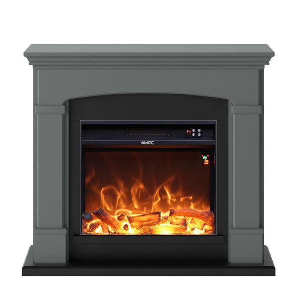 sconto Camino Elettrico da Pavimento 107,2x95,2x24,5 cm Effetto Fiamma 1500W Sined Siena Grigio Scuro