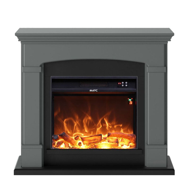 Camino Elettrico da Pavimento 107,2x95,2x24,5 cm Effetto Fiamma 1500W Sined Siena Grigio Scuro