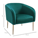Poltrona Imbottita 75x74x76 cm in Tessuto Vellutato  Verde