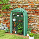 Serra a Parete a 4 Livelli 100x45x160 cm con Porta a Cerniera in Acciaio e PE Verde  