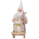 Pupazzo Babbo Natale in Tessuto con slitta regali bianco oro cm 33x12xh30