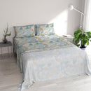 Set Lenzuola Matrimoniale con Stampa Sopra Sotto e Federe in Cotone Athena Giudi Verde 