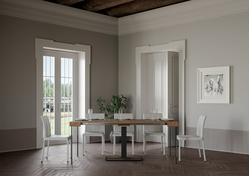 Consolle Allungabile da Esterno in Legno e Ferro H77x40x90/300cm Mimosa Abete Tinto Classica