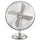 Ventilatore da Tavolo 4 Pale 3 Velocità 50W in Acciaio Laminato e Alluminio Argento