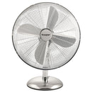 Ventilatore da Tavolo 4 Pale 3 Velocità 50W in Acciaio Laminato e Alluminio Argento      