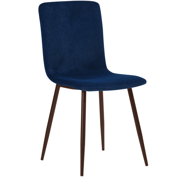 prezzo Set 4 Sedie per Sala da Pranzo in Velluto Blu con Gambe Nere Seduta Ergonomica