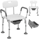 Sedia Sgabello WC Bagno in Alluminio per Anziani e Disabili Altezza Regolabile      