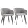 Set 2 Sedie Imbottite 62x56x76 cm in Tessuto Effetto Lino Grigio Chiaro
