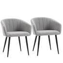 Set 2 Sedie Imbottite 62x56x76 cm in Tessuto Effetto Lino Grigio Chiaro