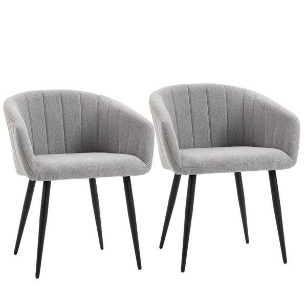 Set 2 Sedie Imbottite 62x56x76 cm in Tessuto Effetto Lino Grigio Chiaro sconto