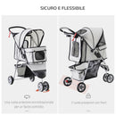 Passeggino per Cani Grigio 75x45x97 cm 
