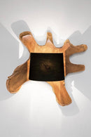 Applique Lampada da Parete Ø70x22 cm E27 in Legno Pralume in Cotone Nero