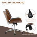 Sedia da Ufficio Design Vintage Imbottita in Finta Pelle Struttura in Legno di Pioppo Nero e Marrone Scuro  