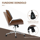 Sedia da Ufficio Design Vintage Imbottita in Finta Pelle Struttura in Legno di Pioppo Nero e Marrone Scuro  