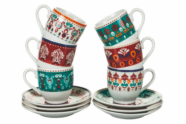 Set 6 Tazzine Caffè con Piattino in Porcellana Villa d'Este Home Tivoli Shiraz sconto