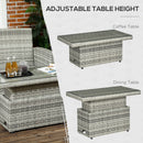 Set Salotto da Giardino Divano + 2 Poltrone + Tavolino  in Rattan PE Grigio