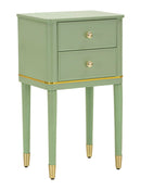 Comodino Camille Verde 40x30x71 cm in Pino e MDF e Ferro      