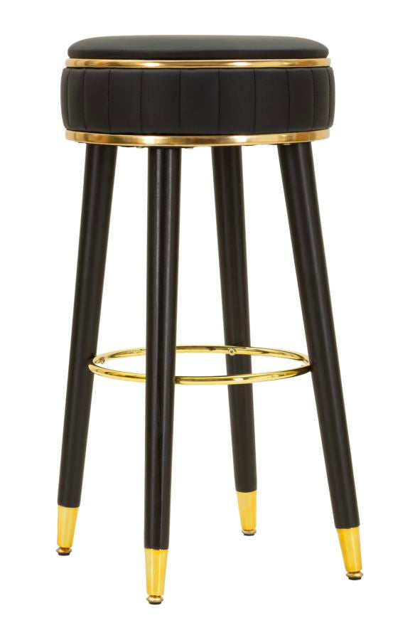 online Sgabello Bar London Nero Ø38x74 cm in Pino e MDF e Spugna e Metallo e PU