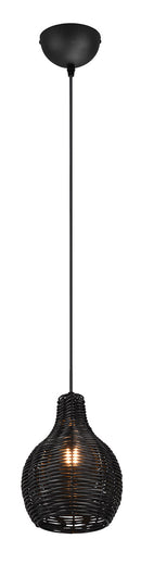 Lampada a Sospensione da Interno Attacco E14 in Tessuto Nero