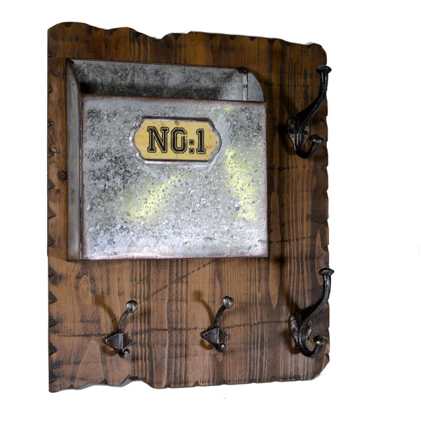 Portalettere in legno 1 posto con appendino 4p cm 46,5x15xh56 sconto