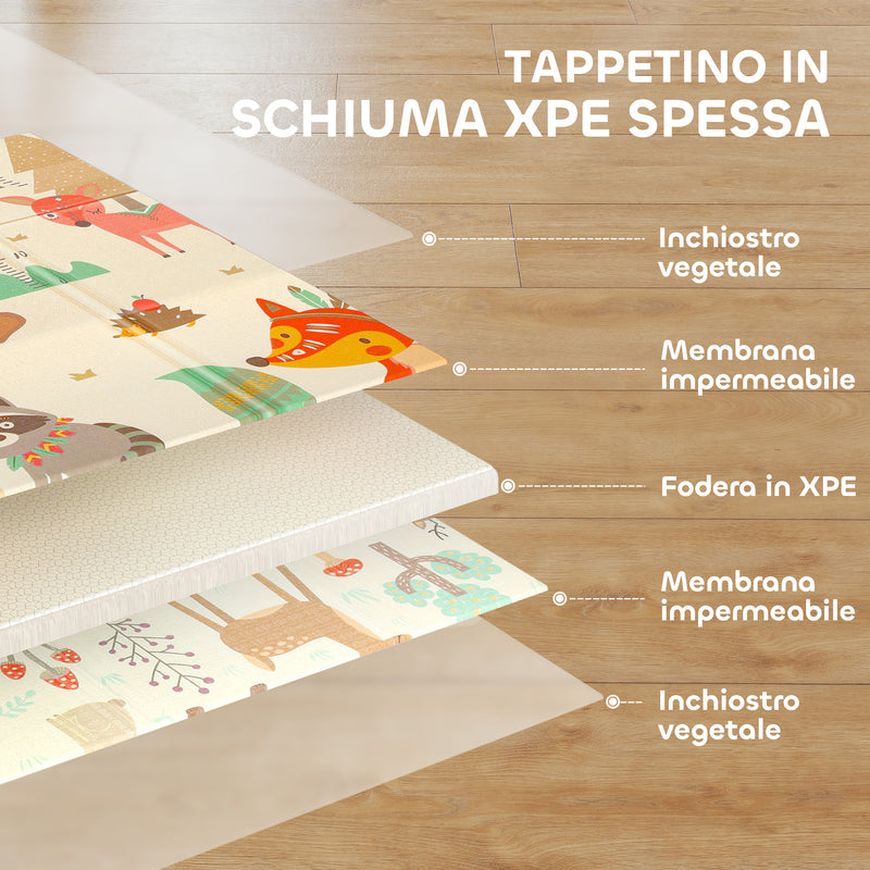 Tappeto Morbido per Bambini 196x176x1,5 cm Superficie Impermeabile in XPE a Tema Foresta   