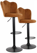 Set 2 Sgabelli 38x38x60/80 cm in Velluto Base Nera Cammello