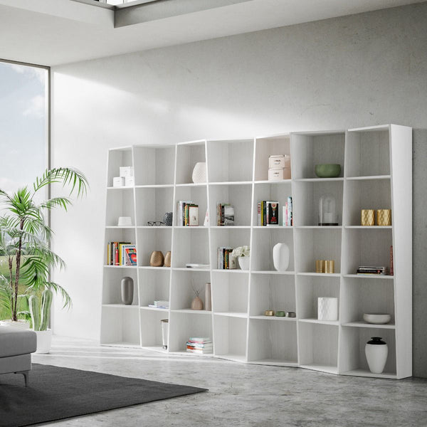 Libreria Moderna 7 Elementi 5 Ripiani Trek Bianco Frassino prezzo