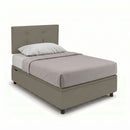 Letto Singolo Contenitore Imbottito Similpelle Cappuccino BoxMax Testata Button Varie Misure