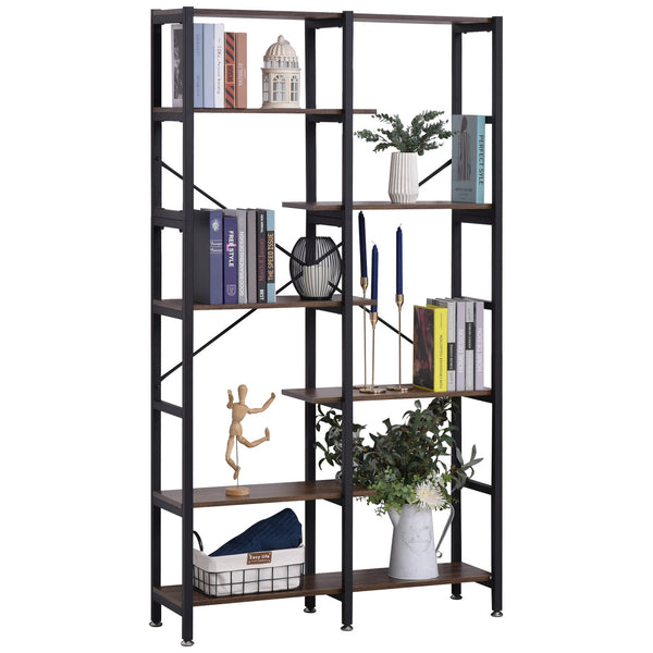 acquista Libreria 6 Ripiani 100x30x182 cm in Legno e Metallo Nera