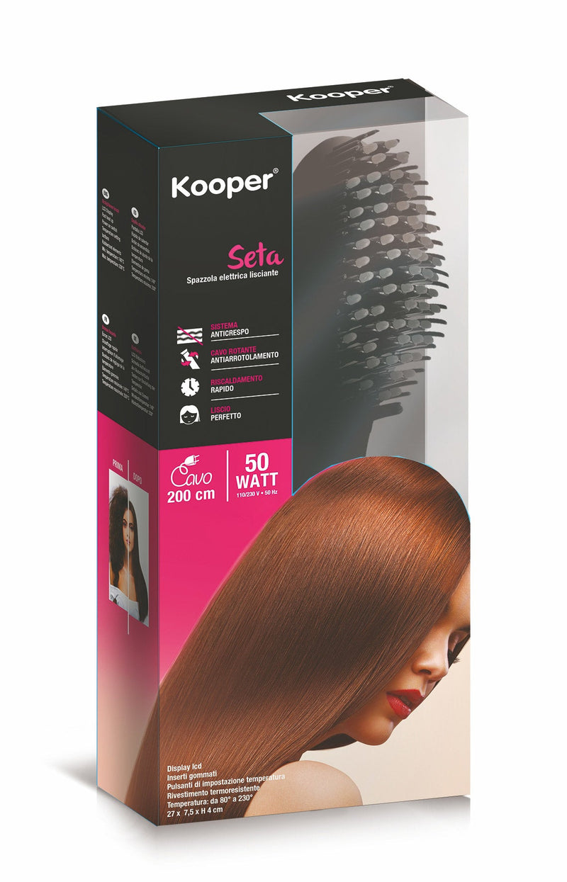 Spazzola Elettrica Lisciante 50W con Display Kooper Patty Nera