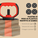 Set Pesi Palestra 4 in 1 30kg Manubri Bilanciere Kettlebell Rosso      