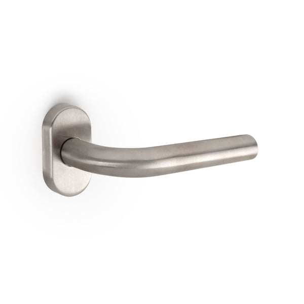 Maniglie con Rosetta Ovale per Porte Interne Forma L Acciaio Inossidabile Nichel 2 Sets Emuca acquista