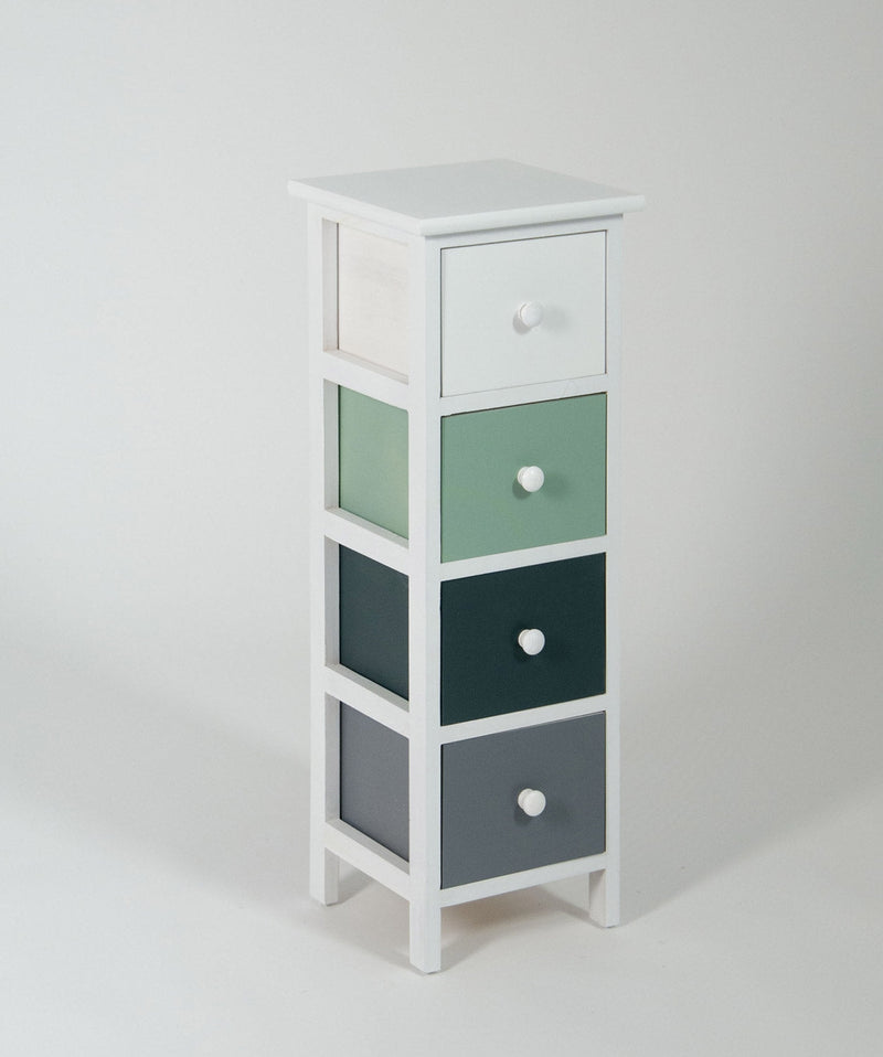 Cassettiera 4 Cassetti in Legno Massello 25x25x71 cm Fumer Rosy