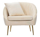 Poltrona Venice Crema 85x66x78 cm in Legno Spugna e Poliestere e Metallo Oro