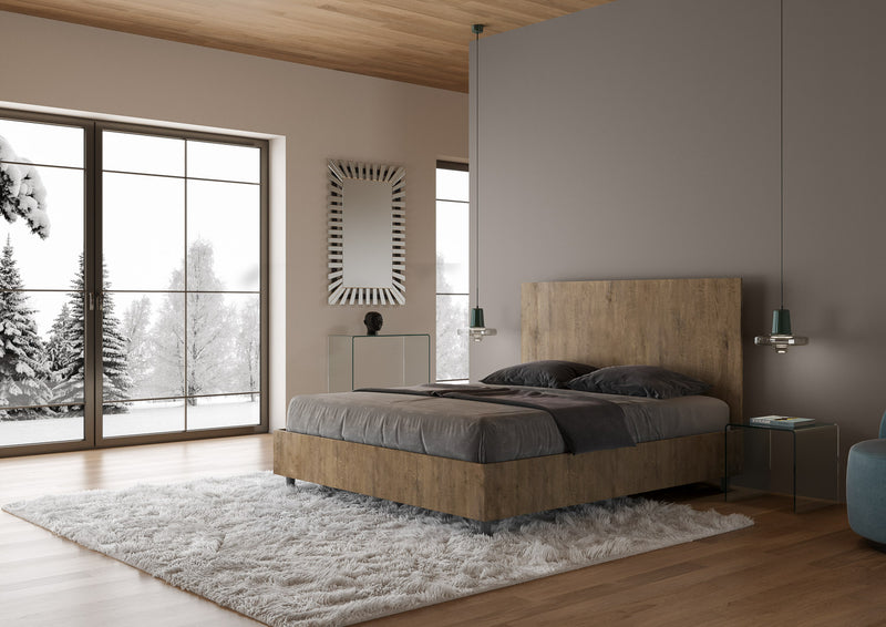 Letto Matrimoniale con Alzata Comoda Testata Dritta New Egos Noce Varie Misure