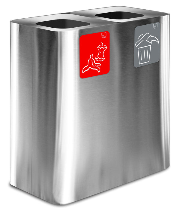 prezzo Pattumiera Sistema di Raccolta Rifiuti 77x38xh80 cm In Acciaio Inox 2 Scomparti Argento