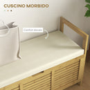 Panca Scarpiera a Doghe da Ingresso con Design a Ribalta 100x40x60 cm in Legno di Bambù
