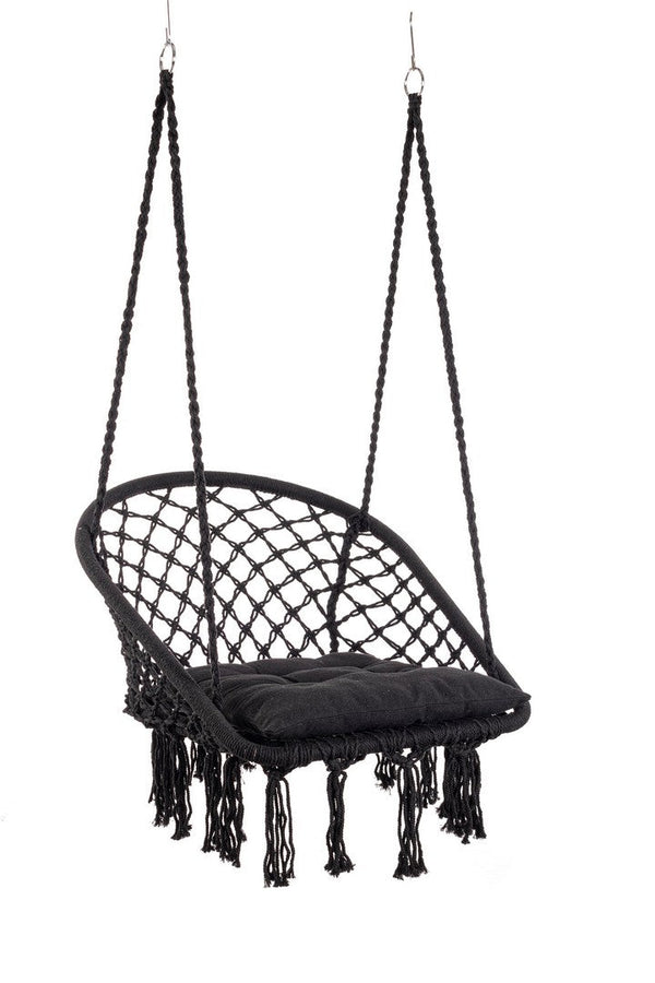 Amaca Sedia Sospesa da Giardino 88x69x130 cm in Poli-Cotone Javier Nero acquista
