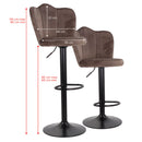 Set 2 Sgabelli 38x38x60/80 cm in Velluto Base Nera Grigio