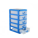 Mini Cassettiera 5 Piani 9x13x18,5 cm in plastica rigida colorata Blu