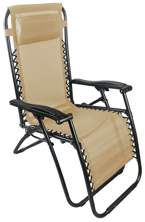 Sedia Sdraio Zero Gravity Reclinabile Pieghevole in Acciaio e Textilene Siesta Beige online