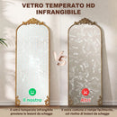 Specchio da Terra e da Appoggio Stile Vintage 75x180 cm in Vetro Temperato e Metallo Oro      