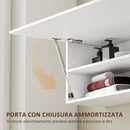 Mobile Bagno a Parete 120x23x30 cm con Anta Ammortizzata 2 Scomparti e Mensola Regolabile in MDF Bianco      