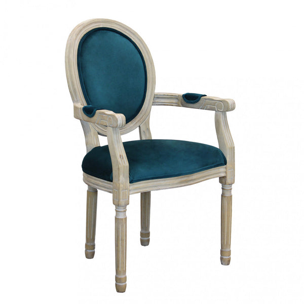 Poltrona Constance in Velluto Blu 55x46x96 h cm in Legno Blu sconto