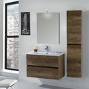 Mobile da Bagno Sospeso con Colonna Mazzoni Maiorca Light Noce Scuro Frassinato