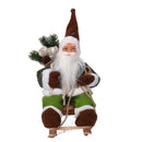 Pupazzo Babbo Natale in Tessuto su slitta verde cm 33x12xh30