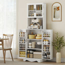 Mobile Dispensa Cucina 60x39,5x179,6 cm con 2 Armadietti e 8 Ripiani in Legno e Acrilico Bianco      