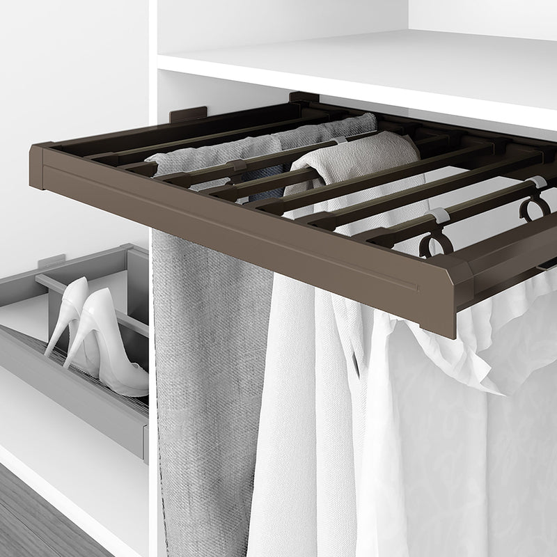 Porta Pantaloni Estraibile per Armadio 80 cm in Alluminio e Acciaio Emuca Moka