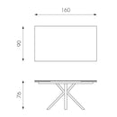 Tavolo Allungabile 160/240x90x76 cm in Metallo con Top Ceramica su Vetro Grigio