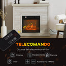 Camino Elettrico da Pavimento 1800W Effetto Fiamma e Telecomando 96,5x22x81,7 cm Grigio Chiaro